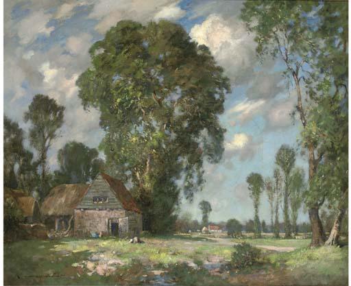 James Whitelaw Hamilton, R.S.A., R.S.W. - A Surrey Farmstead