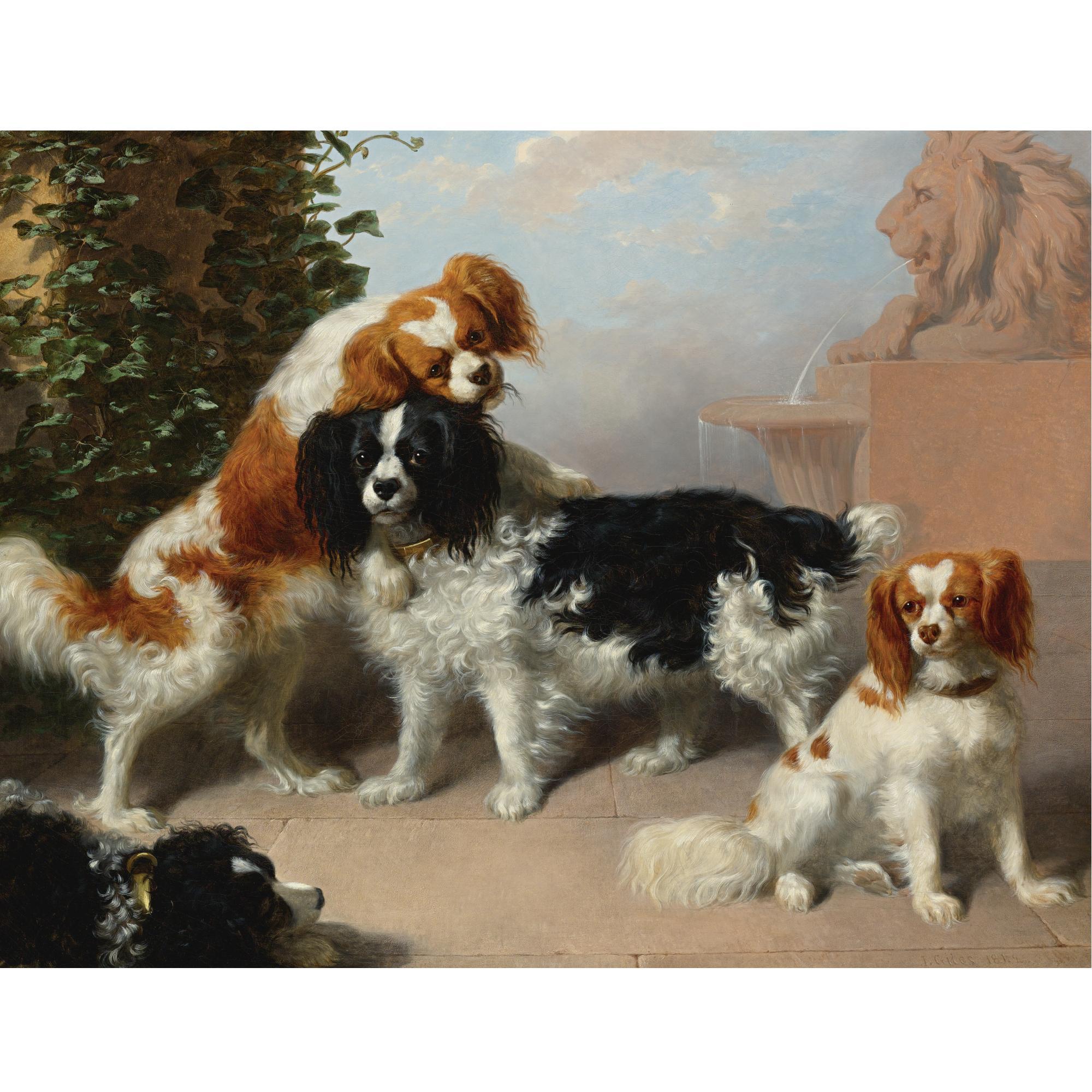 James William Giles - British Mr. J. A. Sandiland\'S King Charles Spaniels