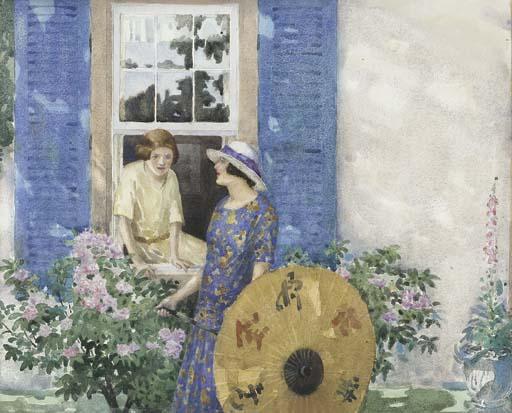 James Wright, R.S.W. - Two girls by a window