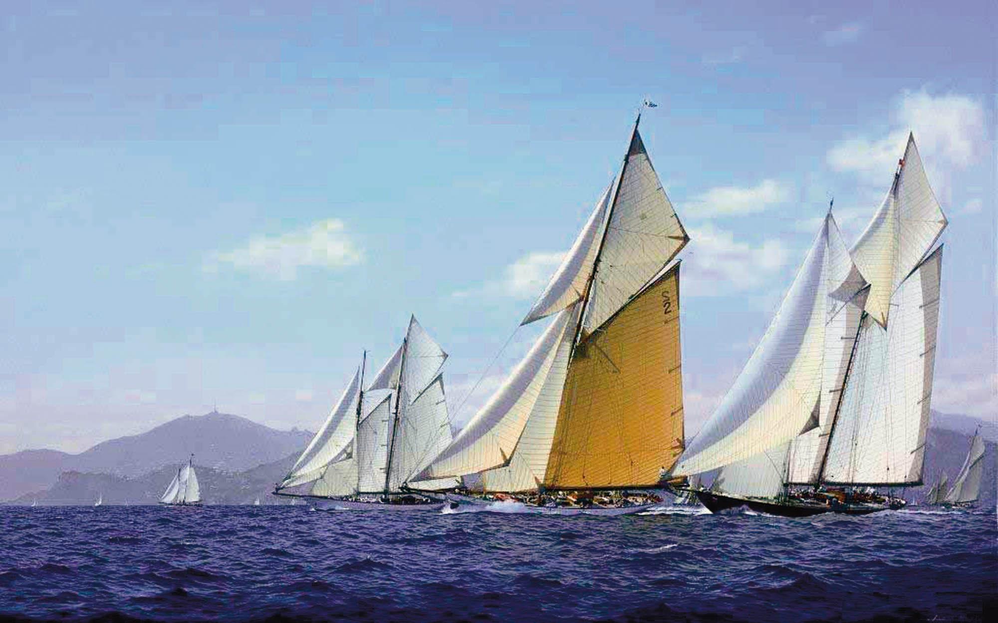 Jamie Medlin - Régates Royales, Cannes: Lulworth flying past Mariette on the first leg of Friday\'s race, 29th September, 2006