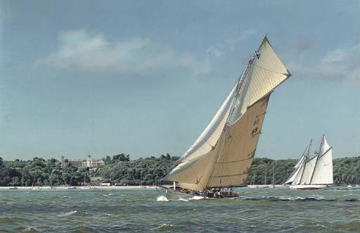 Jamie Medlin - The America\'S Cup Jubilee Regatta, Round The Island Race, 21St August, 2001: Moonbeam of Fife And Zaca A Te Moana Cross-Tacking In Osborne Bay