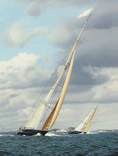 Jamie Medlin - The America\'S Cup Jubilee Regatta, Round The Island Race, 21St August, 2001: Velsheda And Shamrock (V) Off The Needles