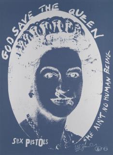 Jamie Reid - Sex Pistols: God Save The Queen Postage Stamp (Blue & Silver)