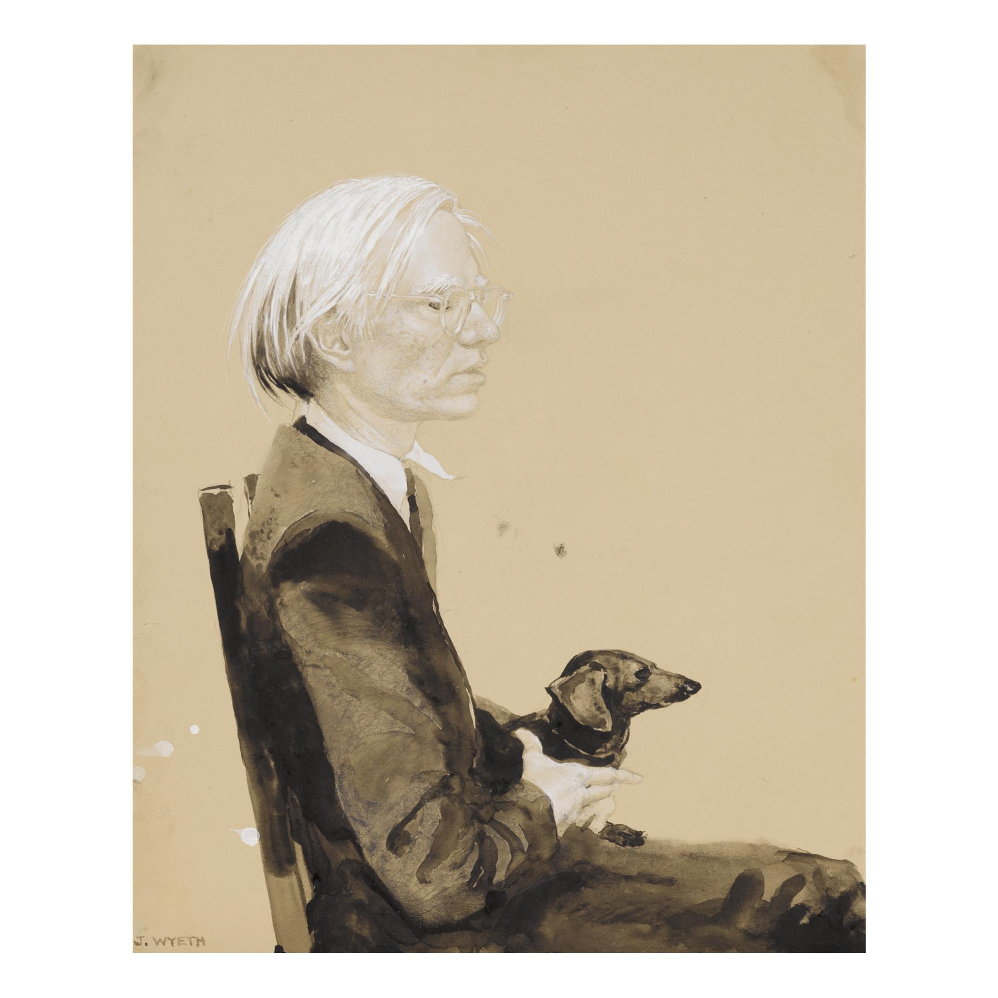 Jamie Wyeth - Andy Warhol Sitting With Archie (No. 9)