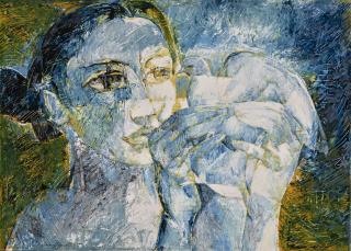 Jamil Naqsh - Untitled (Girl with Dove)