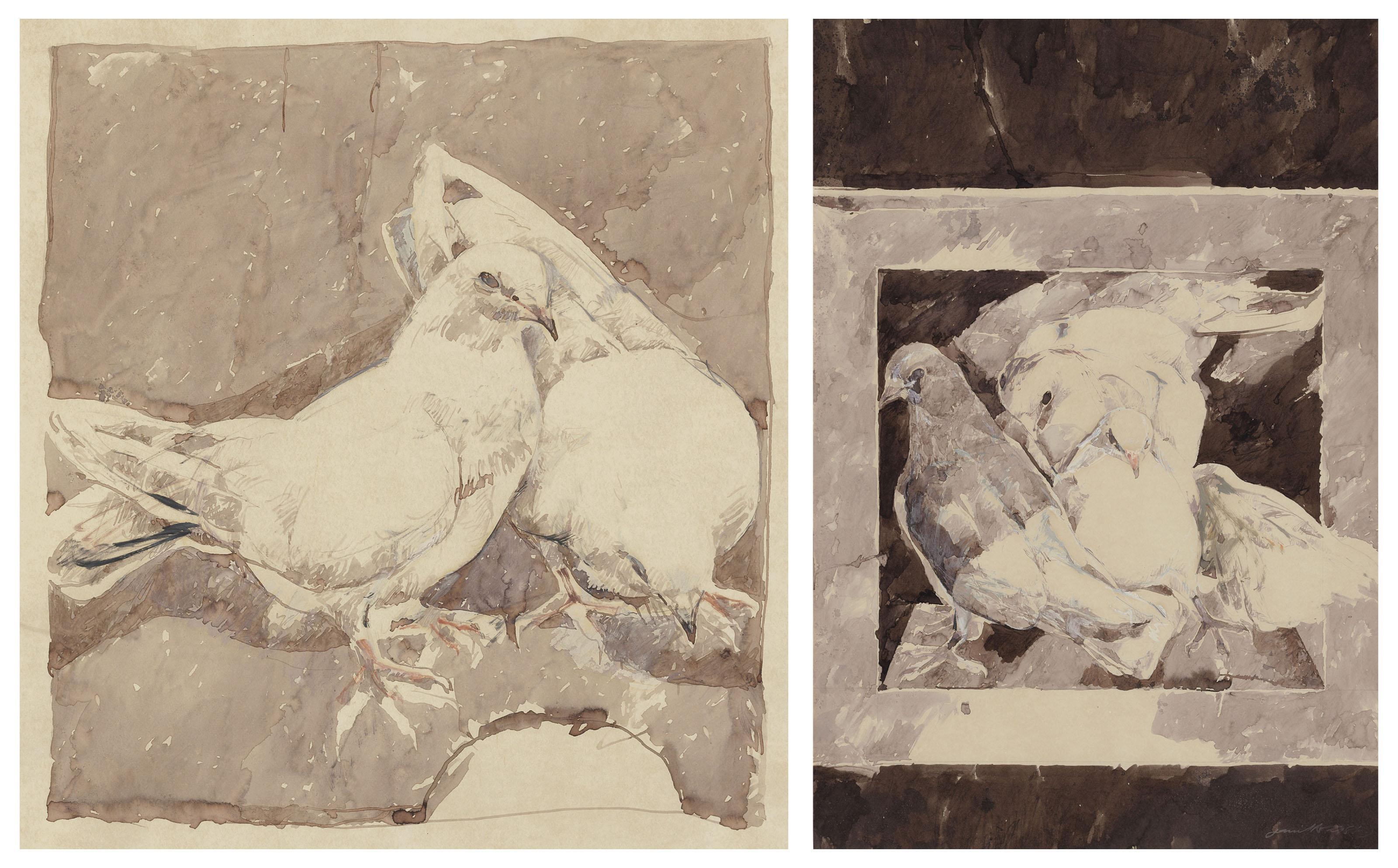 Jamil Naqsh - Untitled (Pigeons)