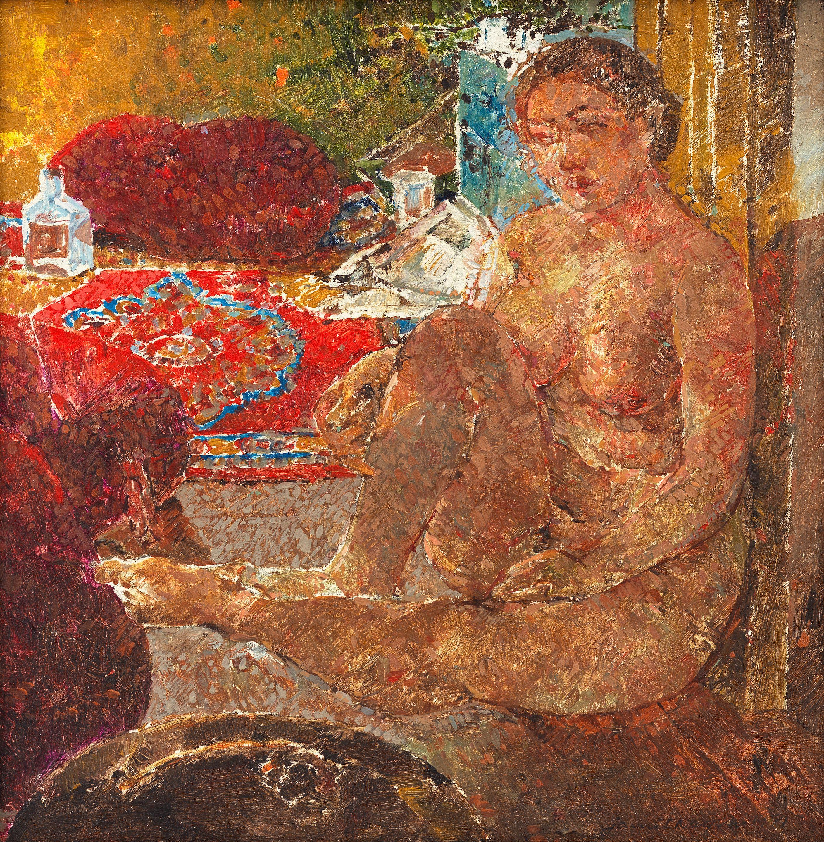 Jamil Naqsh - Untitled (Seated Woman)