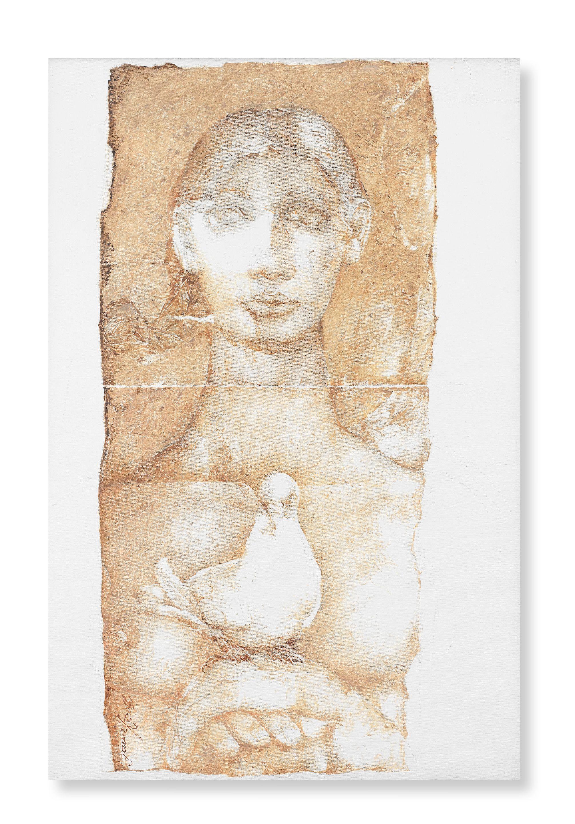 Jamil Naqsh - Untitled (Woman & Dove)