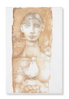 Jamil Naqsh - Untitled (Woman & Dove)