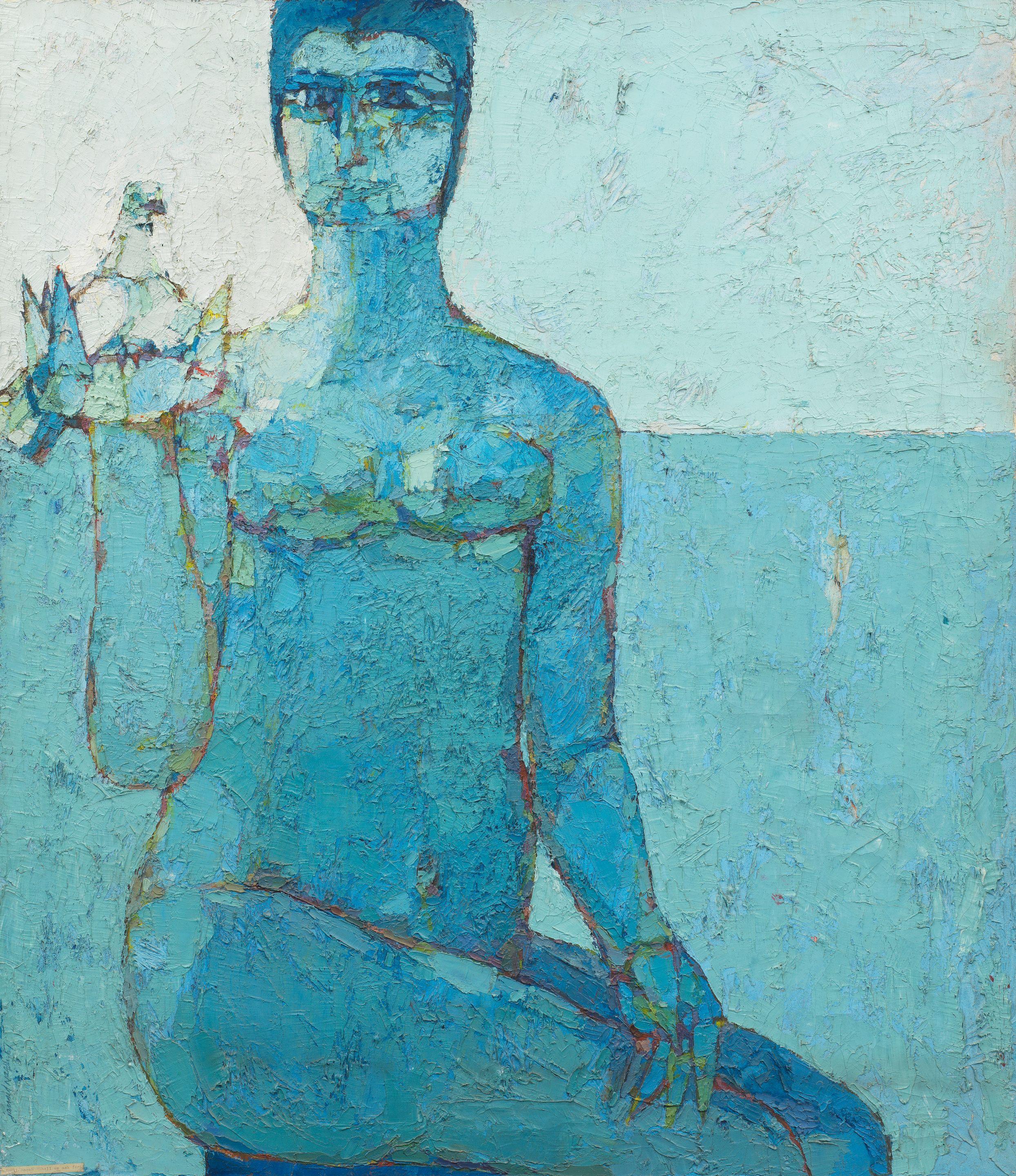 Jamil Naqsh - Untitled (Woman & Dove)