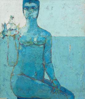 Jamil Naqsh - Untitled (Woman & Dove)