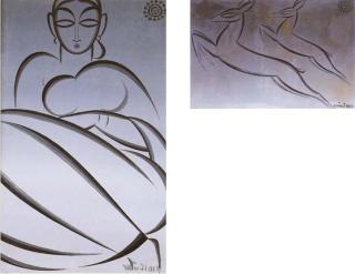 Jamini Roy - Santhal Girl; Deer