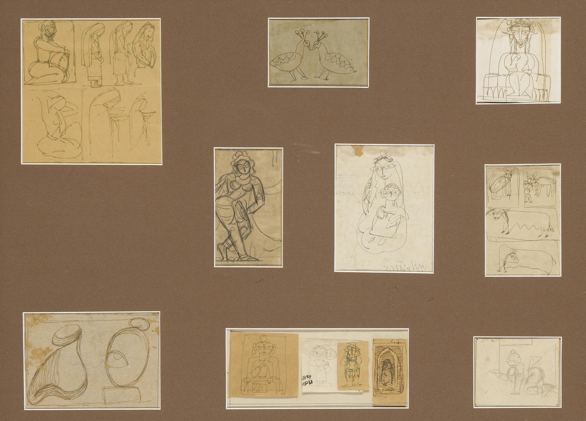 Jamini Roy - Untitled (A Group Of Nine Sketches)