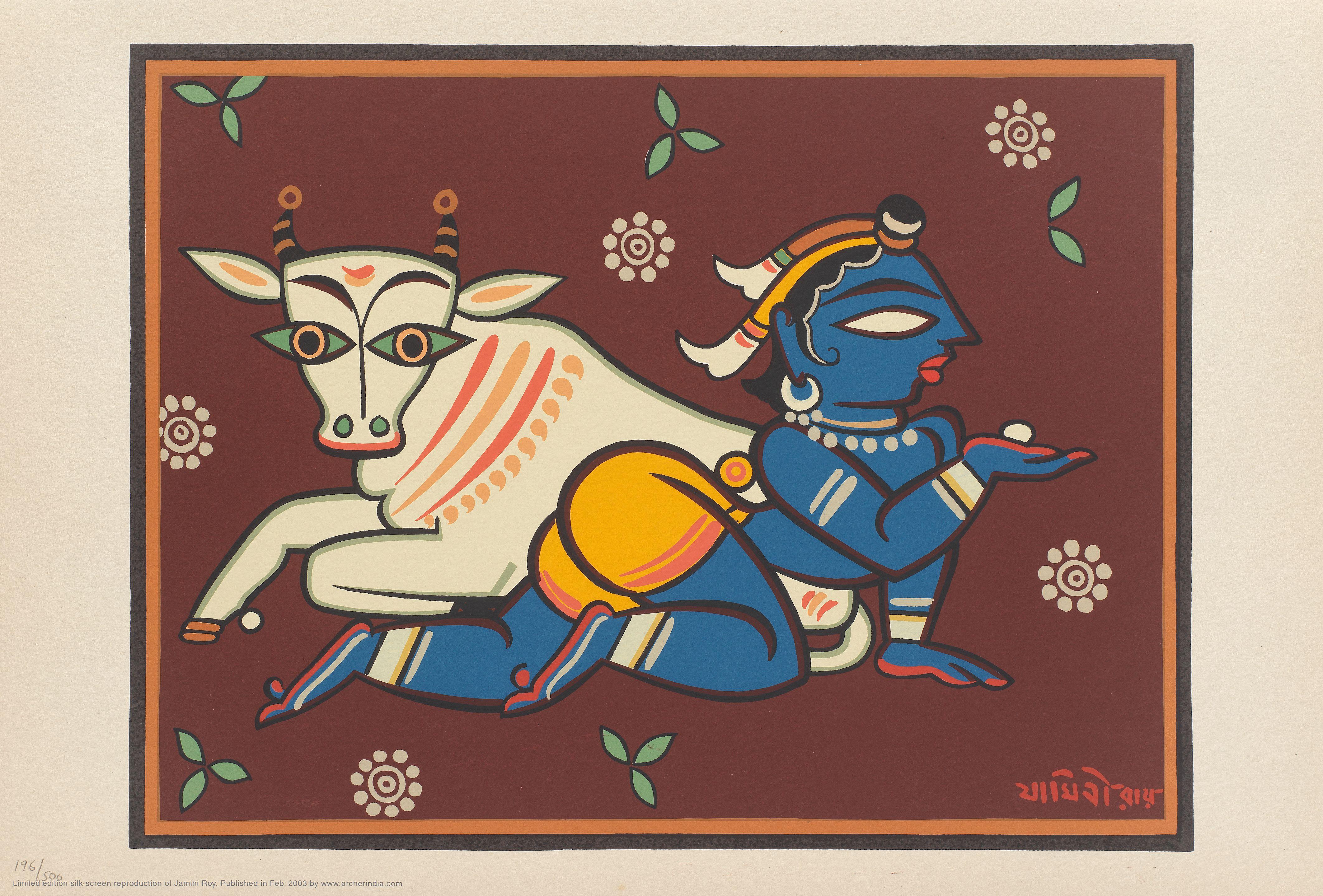Jamini Roy - Untitled (Bal Krishna & Cow)