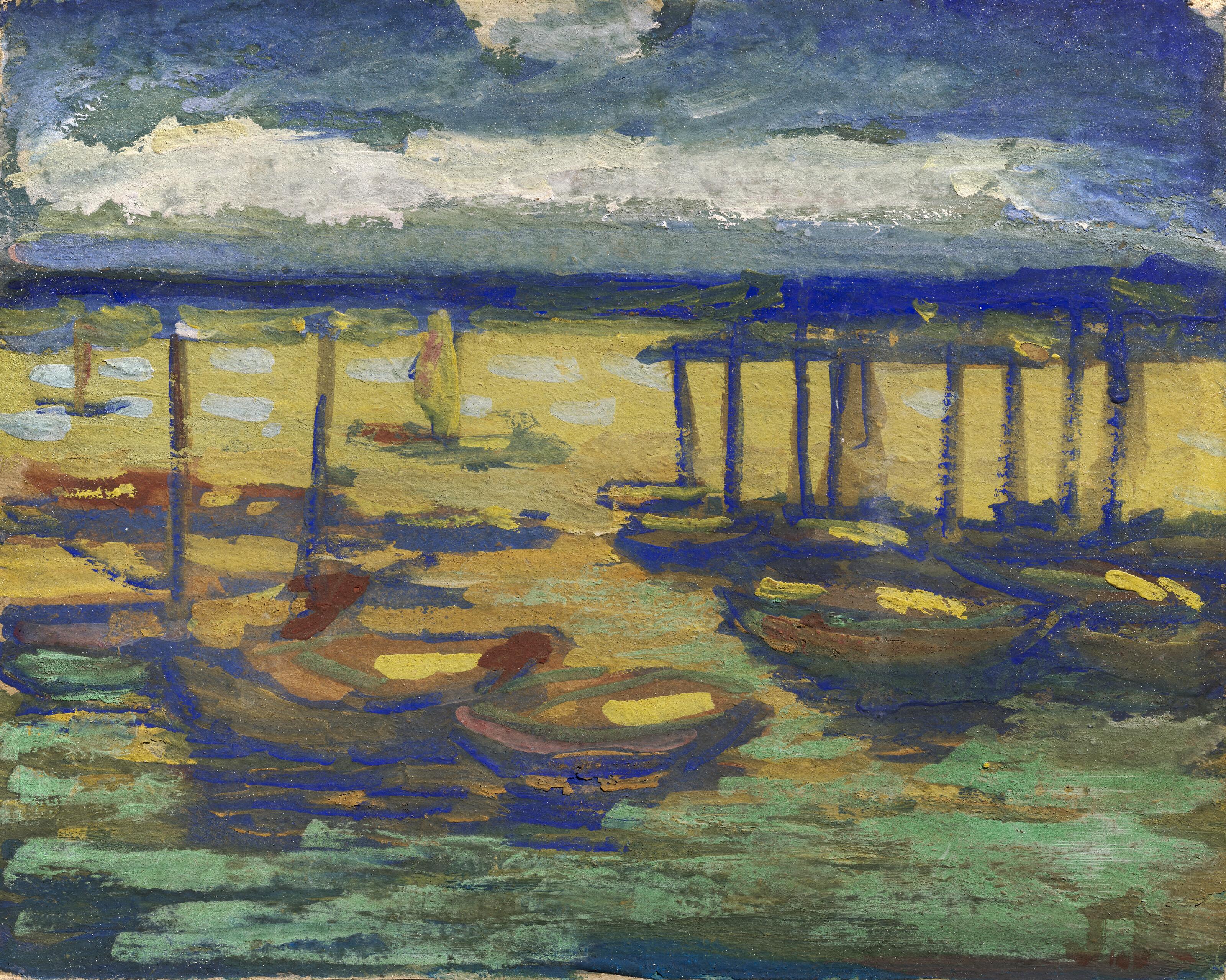 Jamini Roy - Untitled (Boats in Harbor)