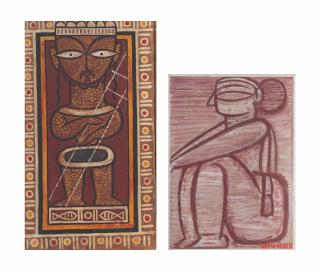 Jamini Roy - Untitled (Christ); Untitled (Seated Lady)