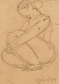 Jamini Roy - Untitled (Drawing of a Woman)