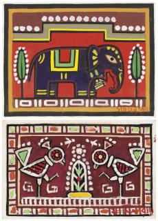 Jamini Roy - Untitled (Elephant); Untitled (Birds)