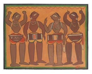 Jamini Roy - Untitled (Four Santhal Drummers)