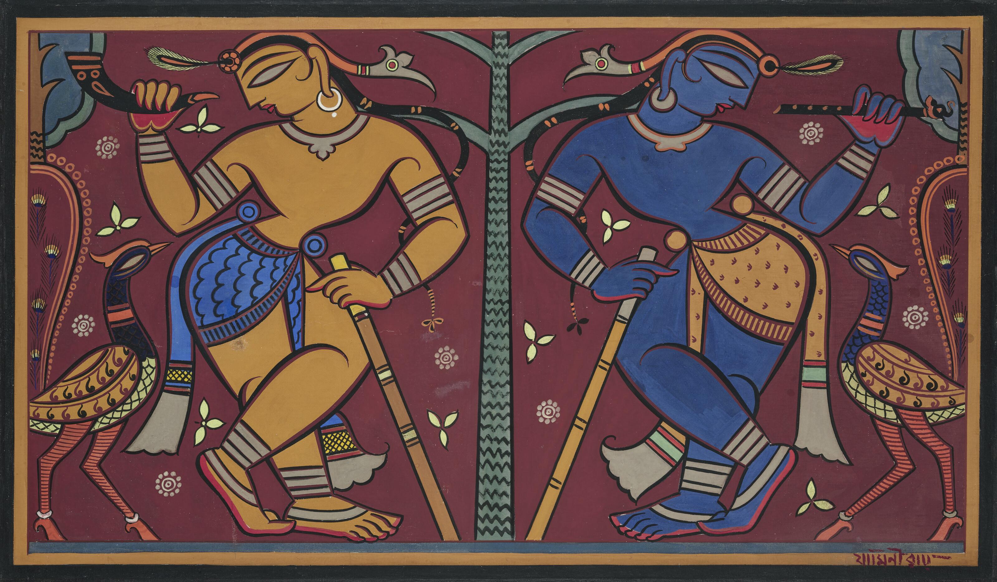 Jamini Roy - Untitled (Krishna and Balaram)