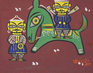 Jamini Roy - Untitled (Men And Horse)
