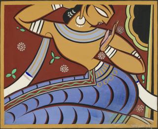 Jamini Roy - Untitled (Seated Gopini)