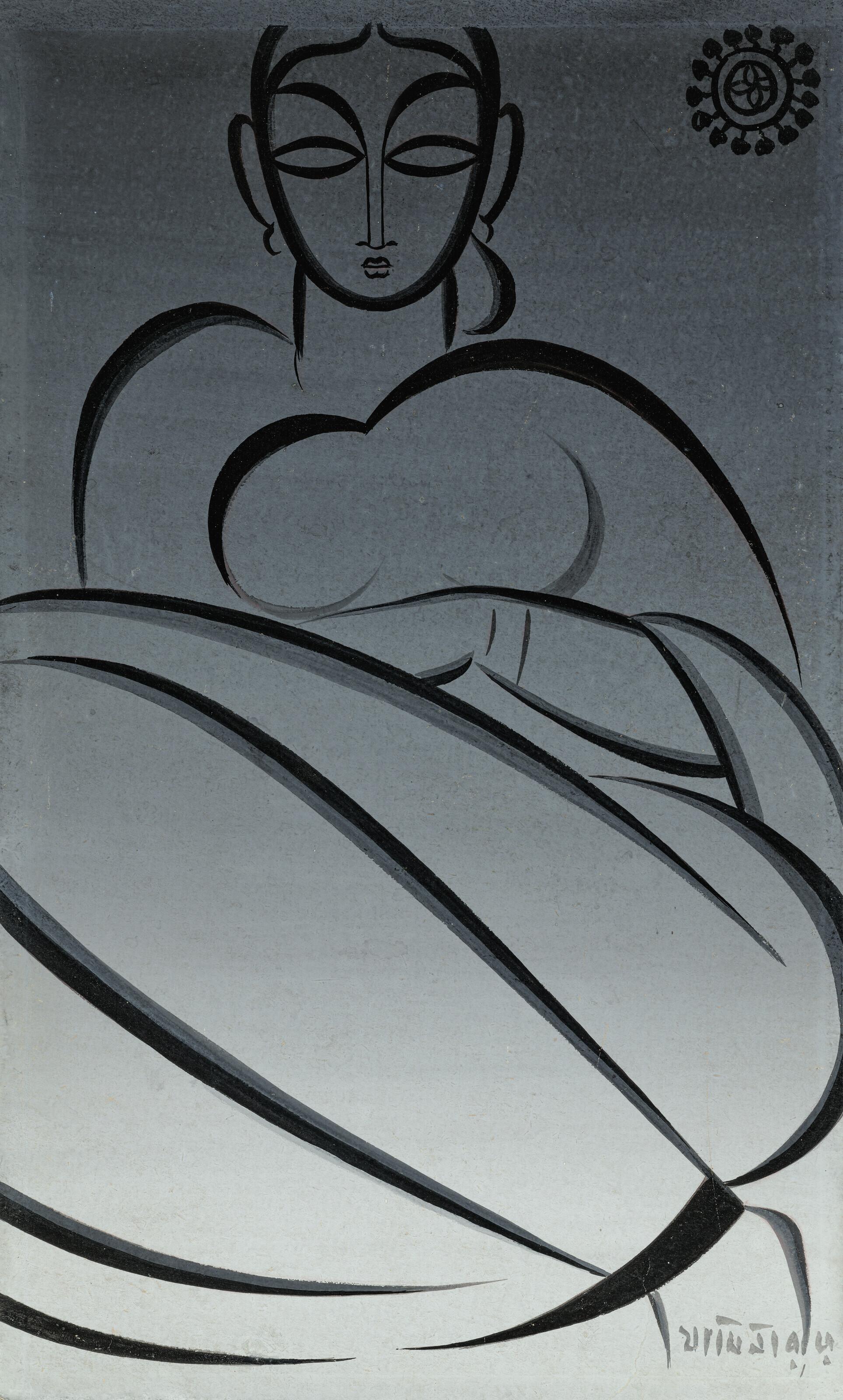 Jamini Roy - Untitled (Seated Woman)