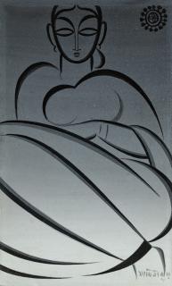 Jamini Roy - Untitled (Seated Woman)
