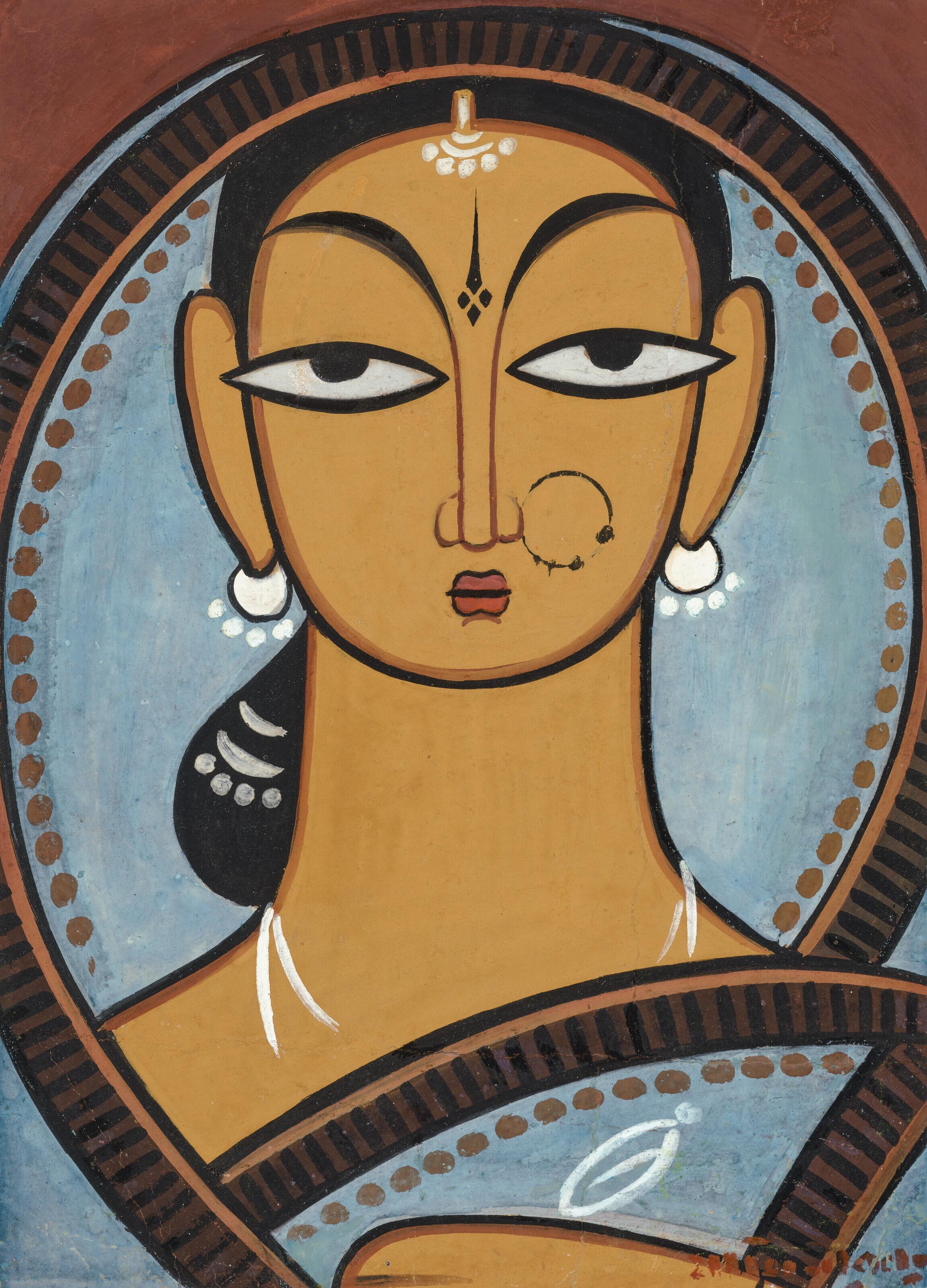 Jamini Roy - Untitled (Woman in Blue)