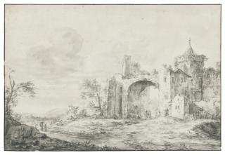 Jan Abrahamsz. Beerstraaten - Landscape With Figures By Ruins