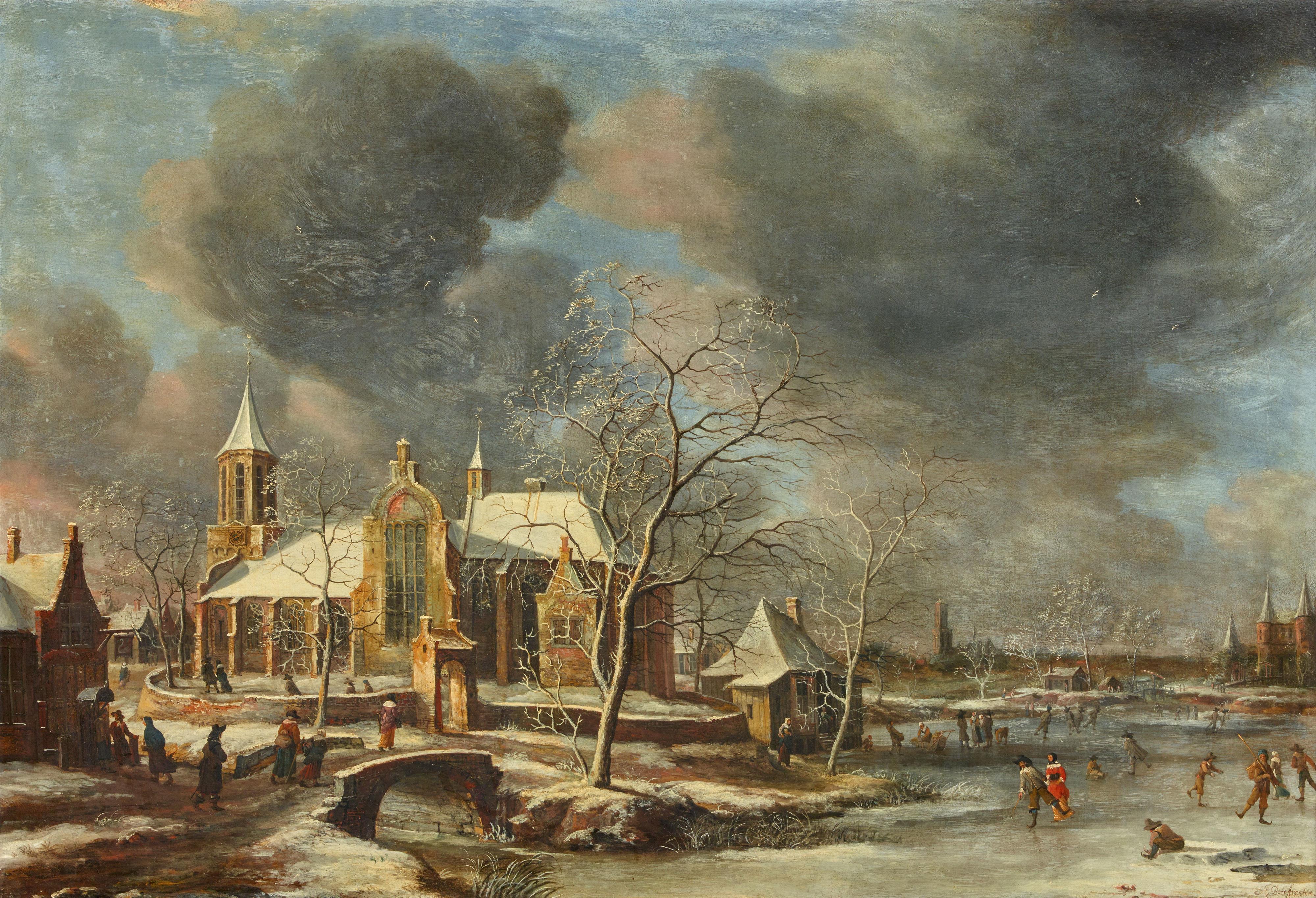 Jan Abrahamsz. Beerstraaten - Winterlandschaft mit Eisvergnügen