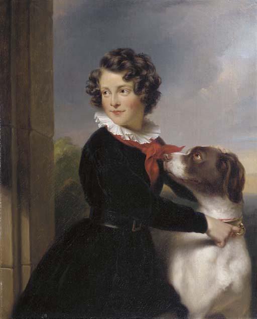 Jan Adam Kruseman - Portrait of Carel Augustus Bernard Désiré Rijk (born 1828), aged eleven, with his dog