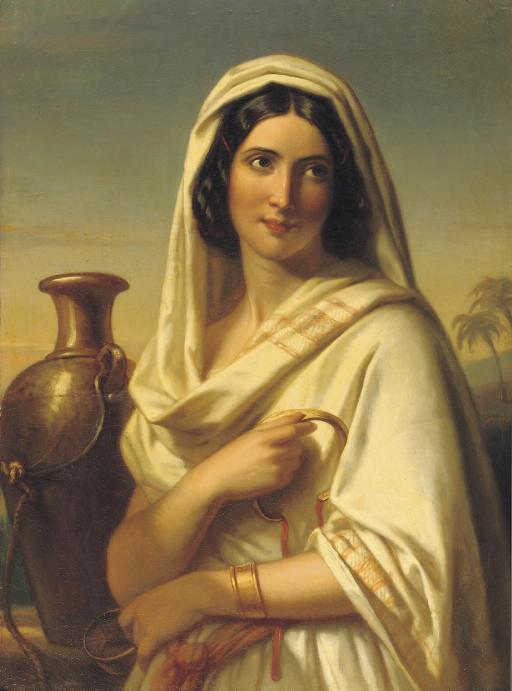 Jan Adam Kruseman - Rebecca met de geschenken van Eliëzer: an oriental beauty