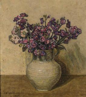 Jan Adam Zandleven - Sweet william in white \'Lanooy pot\'