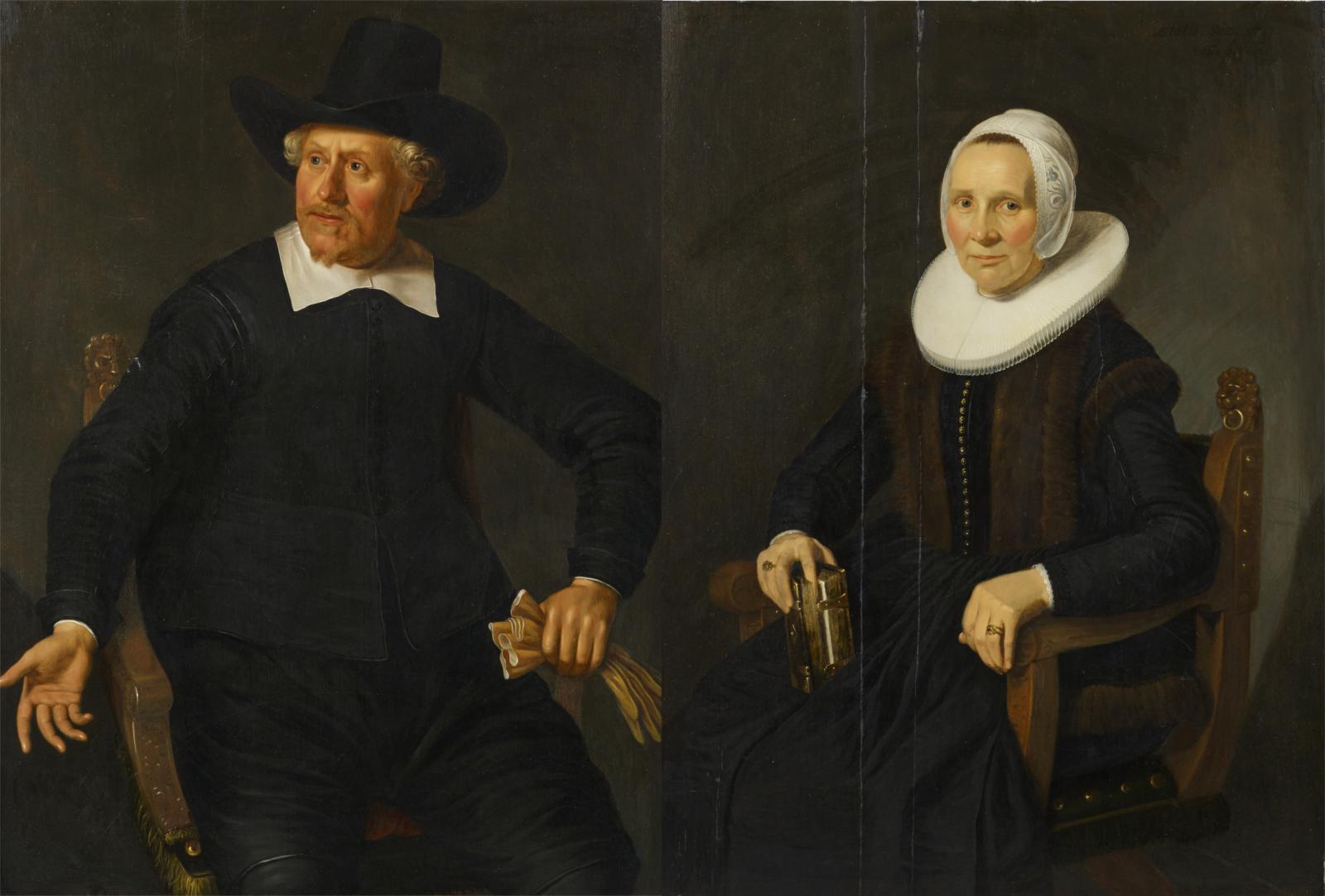 Jan Albertsz. Rotius - Zwei Gemälde: Portraits des Jan Vrederksz. Abberkerk und der Grietjen Cornelis (ehemals als Lucia Sijm identifiziert)