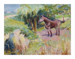 Jan Altink - A horse in a field (recto); Flax field (verso)