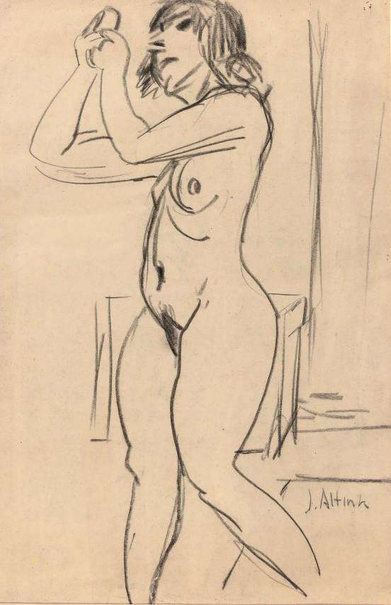 Jan Altink - Beppie (recto); a sketch of a nude (verso)