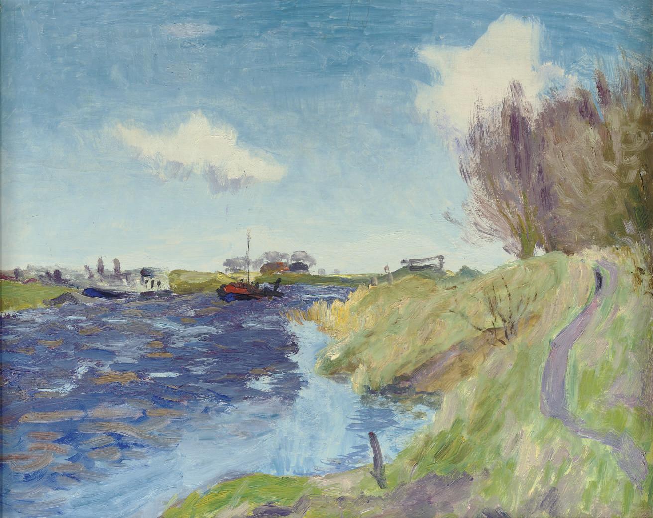 Jan Altink - Reitdiep with Blauwborgje in the distance