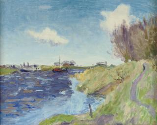 Jan Altink - Reitdiep with Blauwborgje in the distance