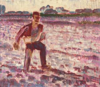 Jan Altink - Zaaier, tegenlicht: working the land