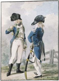 Jan Anthonie Langendijk - Two officers conversing by a fence