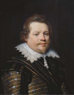 Jan Anthonisz. van Ravensteyn - Portrait of A Gentleman, Bust-Length, In A Black And Gold Embroidered Costume With White Lace Collar