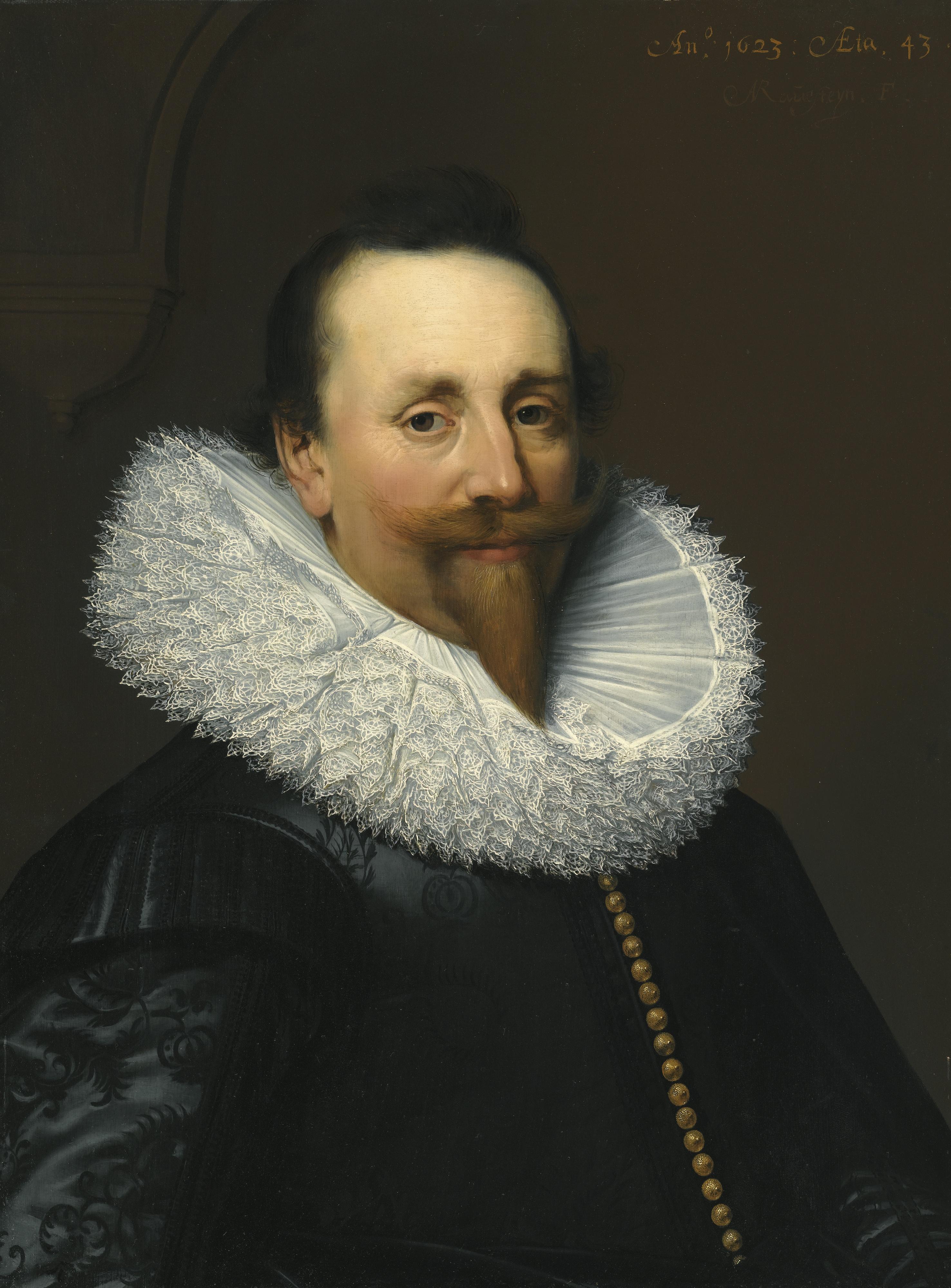 Jan Anthonisz. Van Ravesteyn - Portrait Of A Gentleman, Head And Shoulders, Wearing A Black Shirt And White Ruff