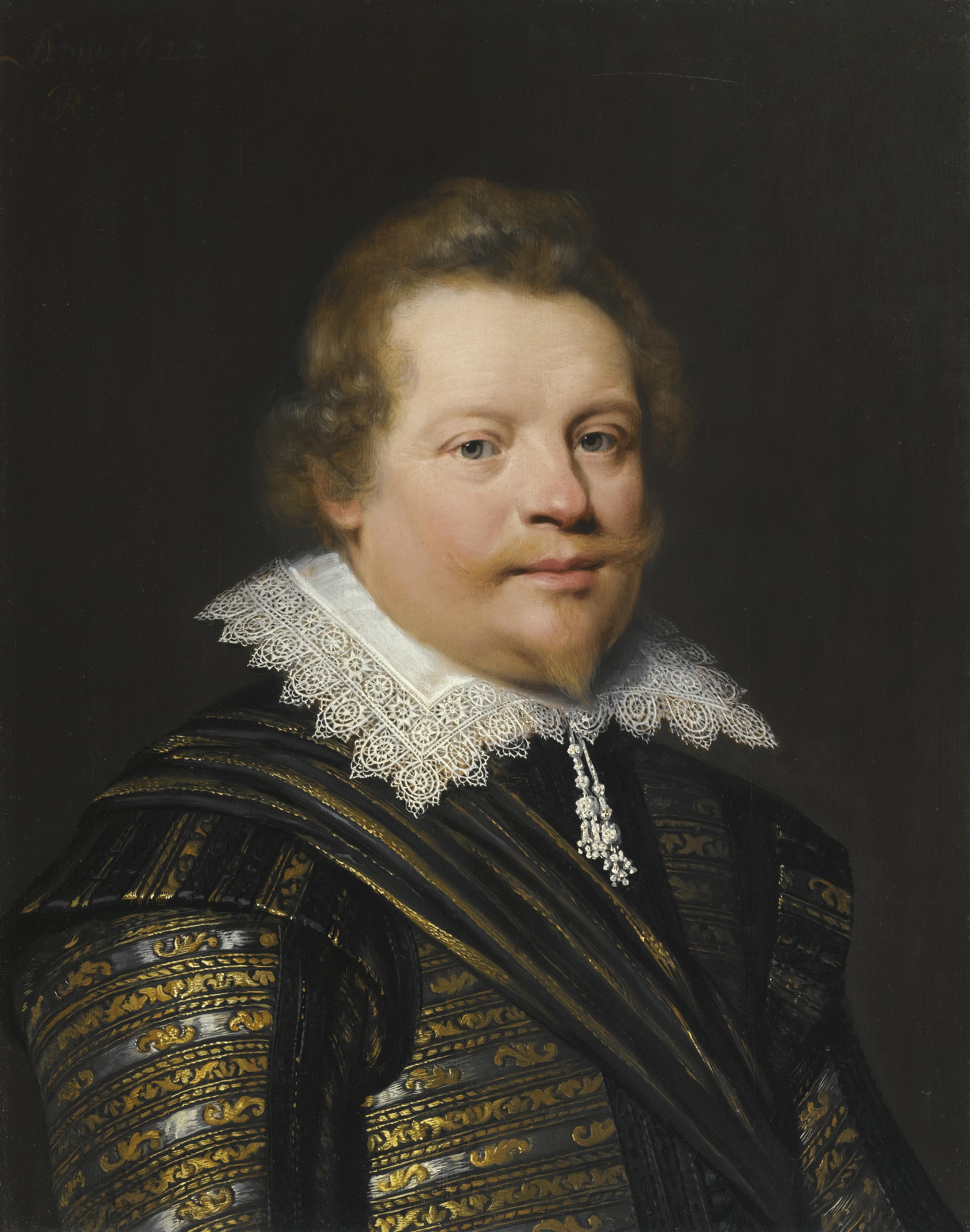 Jan Anthonisz. Van Ravesteyn - Portrait Of A Gentleman Wearing A Black And Gold Embroidered Doublet And A White Ruff