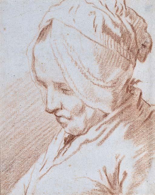 Jan Anton Garemyn - Portrait of an old lady, bust-length, wearing a bonnet