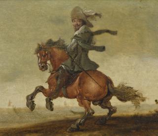 Jan Asselijn - A Cavalier On Horseback Before A Landscape