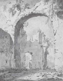 Jan Asselijn - A ruined villa in the Roman campagna seen through a high arch