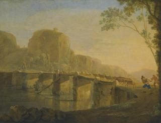 Jan Asselijn - Landscape With Shepherds And Their Flock Crossing The Ponte Acquoria Near Tivoli