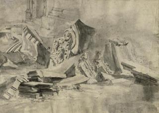 Jan Asselijn - Studies of classical columns, capitals and architraves