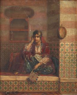 Jan Baptist Huysmans - Seated man with hookah; A corner of the Harem one 26.5 x 20.8cm (10 7/16 x 8 3/16in); the other 26.1 x 20.8cm (10 1/4 x 8 3/16in)